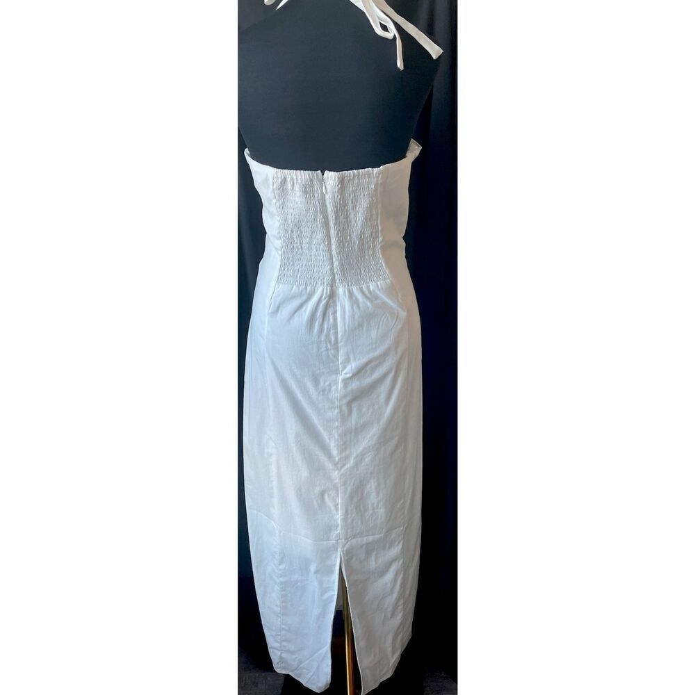 New Reformation Bessi Halter Cotton White Midi Dress Size 10 - Picture 9 of 9